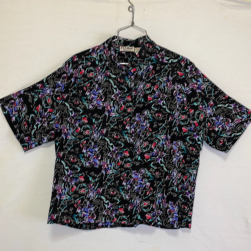 Jos. A. Bank Black Multicolour Silk Blouse